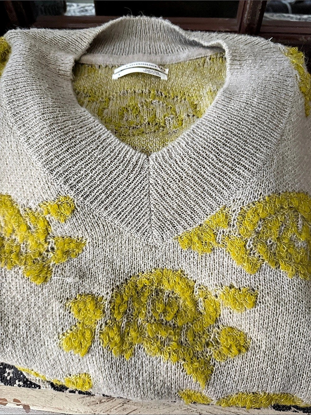 Anthropologie Floral Knit Sweater Size Small